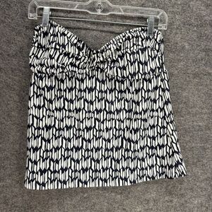Unbranded Tankini Top Women M Medium Black Geometric Strapless Push Up Swimwear